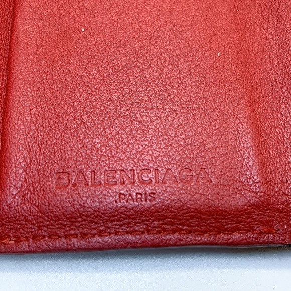 Balenciaga Papier Lambskin Leather Mini Tri-Fold Wallet in Red - Picture 5 of 11